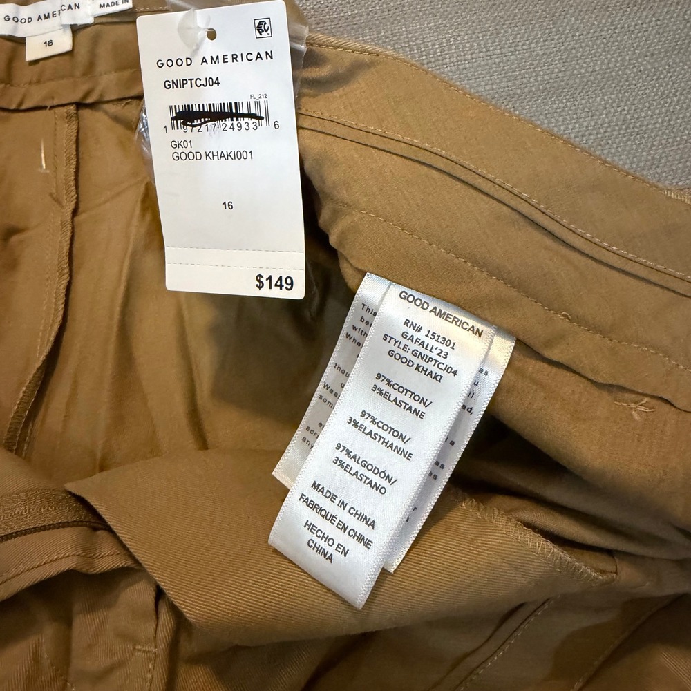 Good American Good Khaki Wide Leg Crop Pants Size 16 Womens Casual - Picture 2 of 9